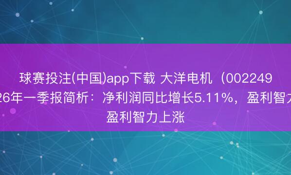 球赛投注(中国)app下载 大洋电机（002249）2026年一季报简析：净利润同比增长5.11%，盈利智力上涨