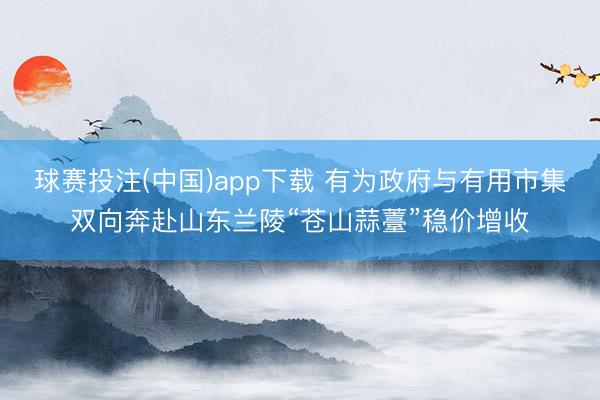 球赛投注(中国)app下载 有为政府与有用市集双向奔赴山东兰陵“苍山蒜薹”稳价增收