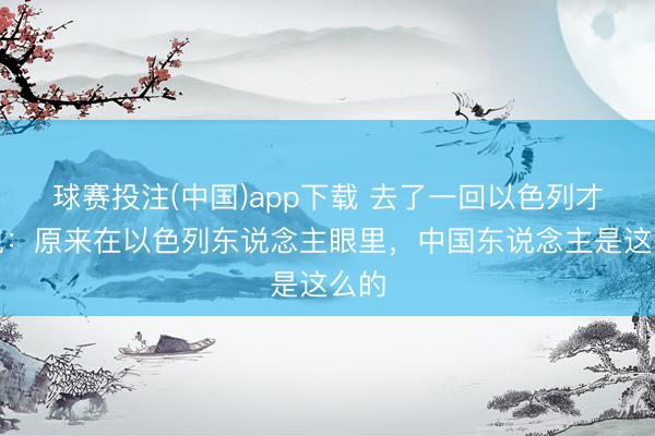 球赛投注(中国)app下载 去了一回以色列才发现：原来在以色列东说念主眼里，中国东说念主是这么的