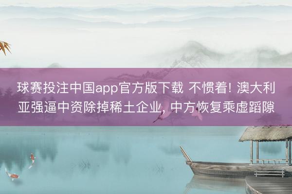 球赛投注中国app官方版下载 不惯着! 澳大利亚强逼中资除掉稀土企业， 中方恢复乘虚蹈隙