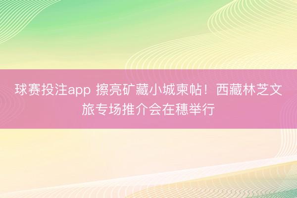 球赛投注app 擦亮矿藏小城柬帖!西藏林芝文旅专场推介会在穗举行