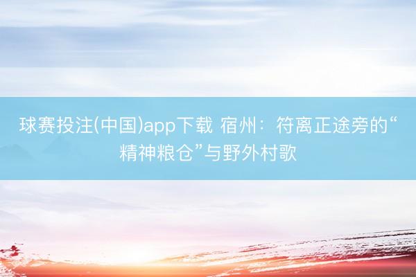 球赛投注(中国)app下载 宿州：符离正途旁的“精神粮仓”与野外村歌