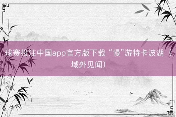 球赛投注中国app官方版下载 “慢”游特卡波湖（域外见闻）