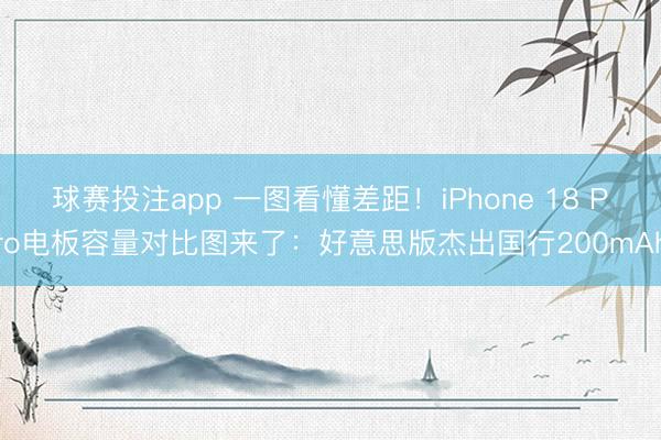 球赛投注app 一图看懂差距！iPhone 18 Pro电板容量对比图来了：好意思版杰出国行200mAh