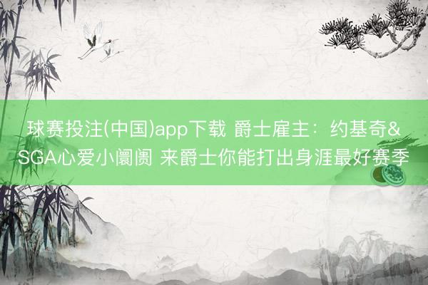球赛投注(中国)app下载 爵士雇主：约基奇&SGA心爱小阛阓 来爵士你能打出身涯最好赛季