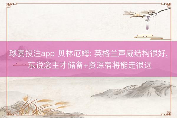 球赛投注app 贝林厄姆: 英格兰声威结构很好, 东说念主才储备+资深宿将能走很远