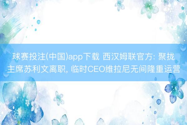 球赛投注(中国)app下载 西汉姆联官方: 聚拢主席苏利文离职， 临时CEO维拉尼无间隆重运营