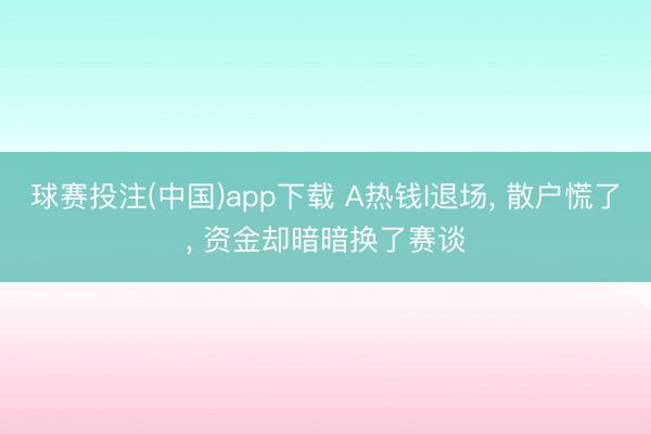 球赛投注(中国)app下载 A热钱I退场, 散户慌了, 资金却暗