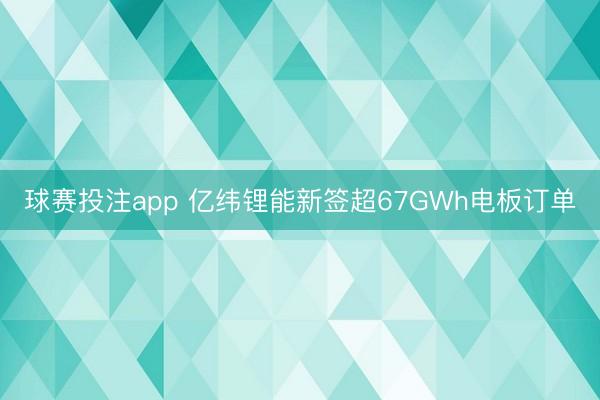 球赛投注app 亿纬锂能新签超67GWh电板订单