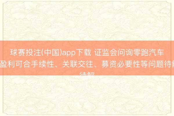 球赛投注(中国)app下载 证监会问询零跑汽车: 盈利可合手续性