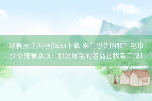 球赛投注(中国)app下载 朱门恩仇回转？毛巾少爷宠爱叔叔：那没眉毛的老翁是我亲二叔！
