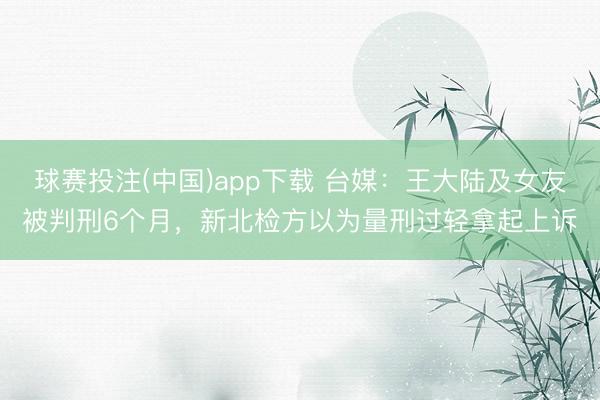 球赛投注(中国)app下载 台媒：王大陆及女友被判刑6个月，新北检方以为量刑过轻拿起上诉