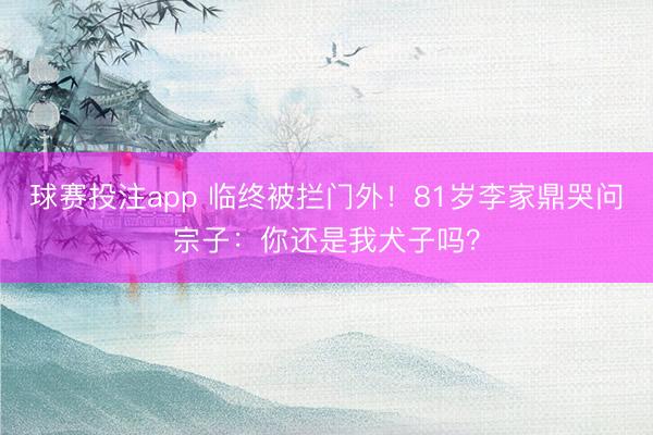 球赛投注app 临终被拦门外！81岁李家鼎哭问宗子：你还是我犬子吗？
