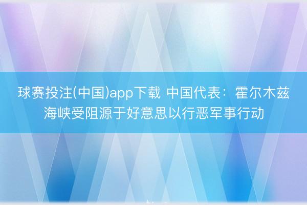 球赛投注(中国)app下载 中国代表：霍尔木兹海峡受阻源于好意思以行恶军事行动