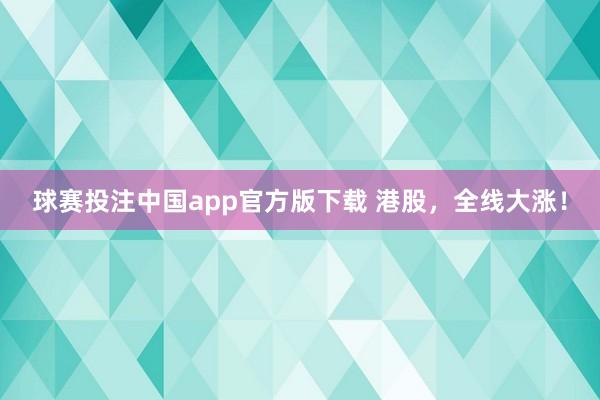 球赛投注中国app官方版下载 港股，全线大涨！